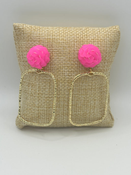 Hot Pink Sequin Hoop earrings