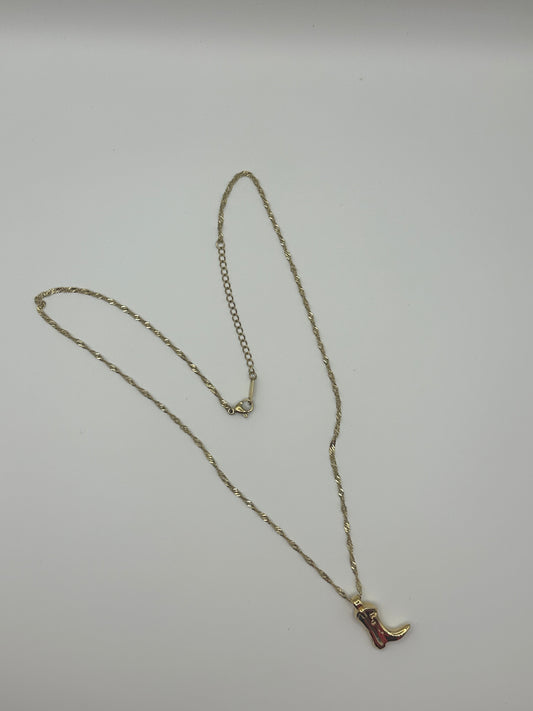 Cowboy Boot Gold Necklace