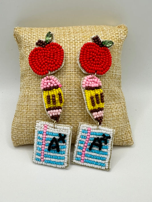 Paper and Pencil beaded earrings