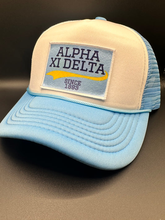 Alpha Xi trucker hat with patch
