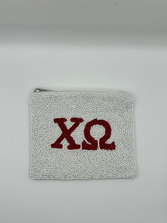 Chi Omega Beaded pouch